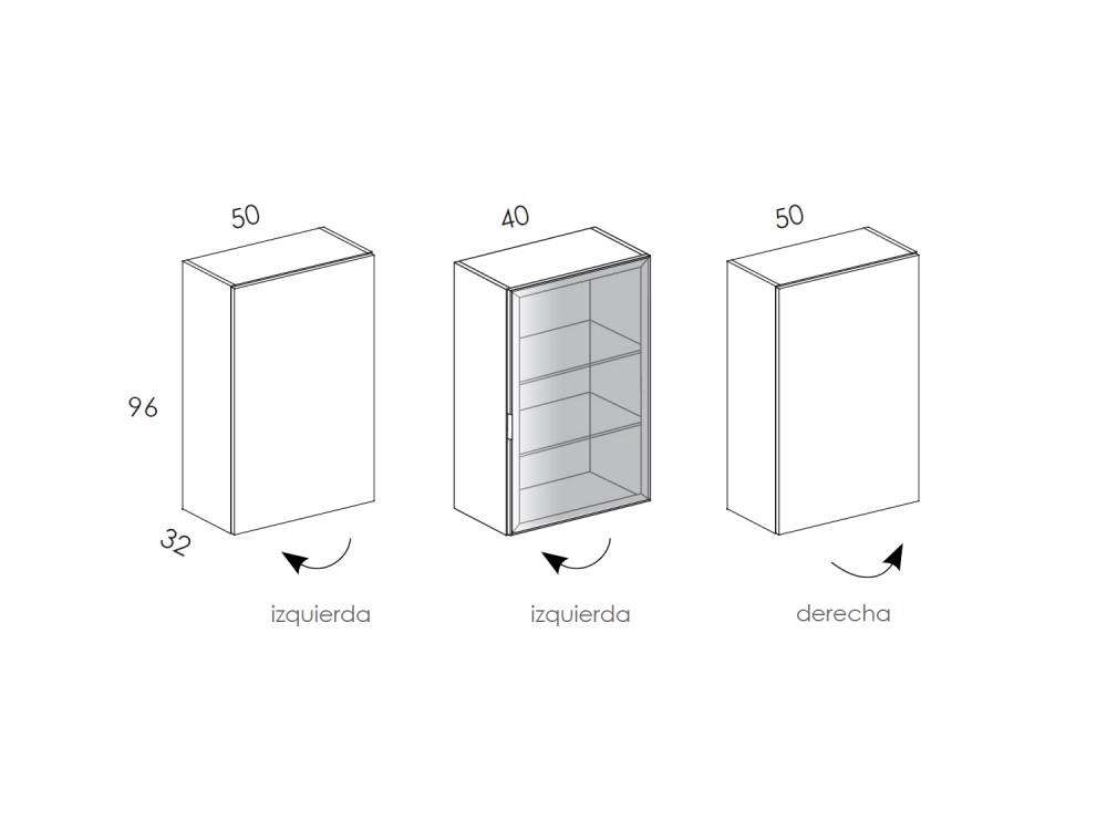 Medidas mueble alto con vitrina Muss New Home de Tegar Mobel