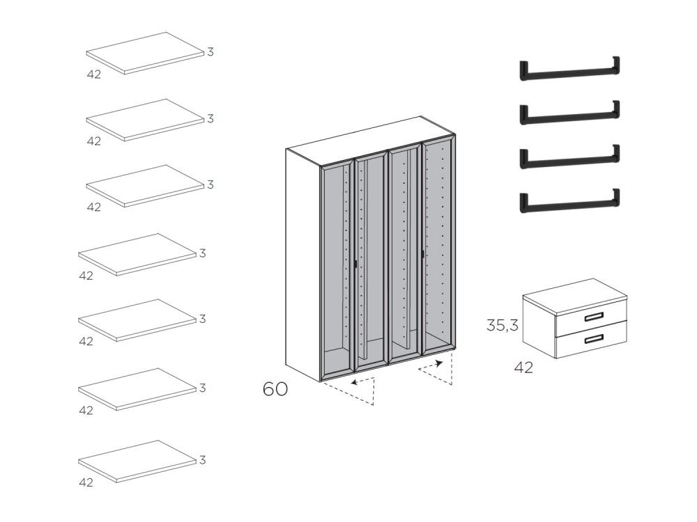 Armario vitrina con interior vestidor New Home
