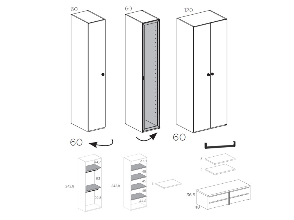 Armario de cuatro puertas con vitrina New Home