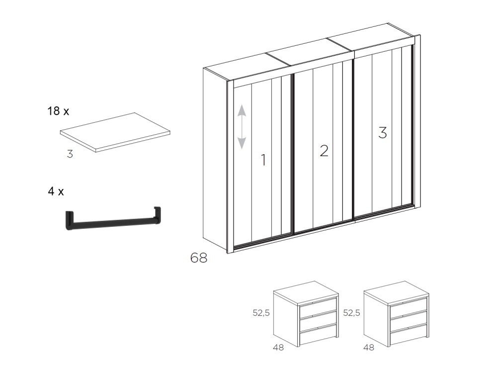 Armario con tres puertas correderas New Home
