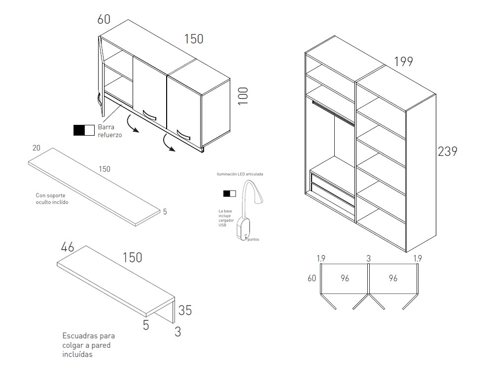 Armario con escritorio Vita 06