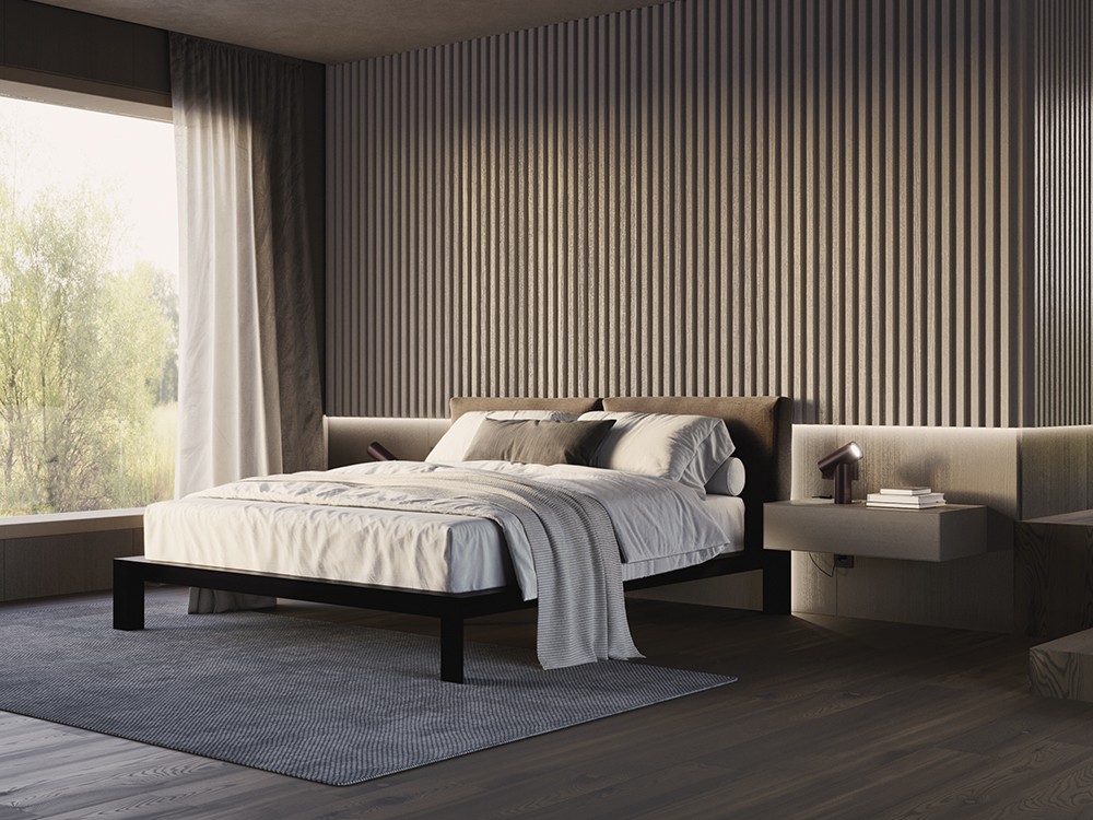 Cama Ethan tapizado de acabado artesanal Night Collection 01