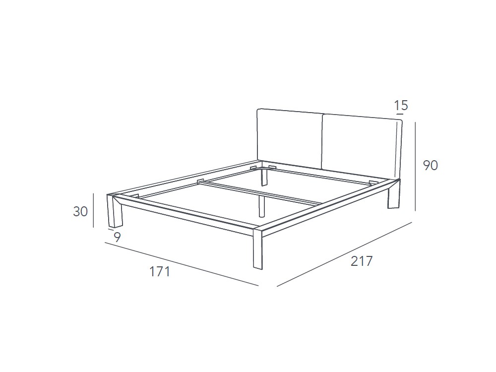 Medidas 150x190cm de la cama Ethan tapizada de Besform