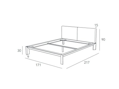 Medidas 150x190cm de la cama Ethan tapizada de Besform