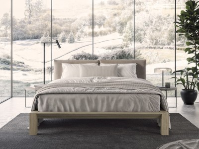 Cama tapizada Ethan con estructura de madera Night Collection de Besform