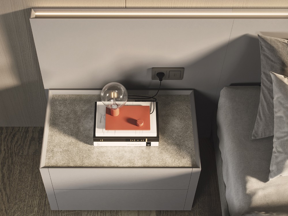 Detalle del sobre porcelánico de la mesita de noche AD Night Collection de Besform