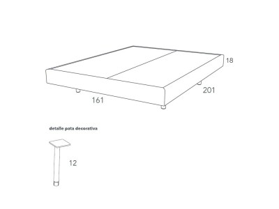 Medidas de la base tapizada Night Collection de Besform tapizado en tejidos de Crevin