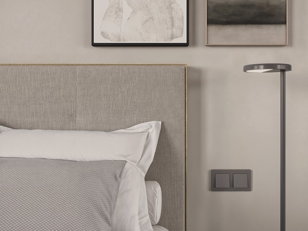 Dormitorio con cabecero Mitra tapizado NC 06