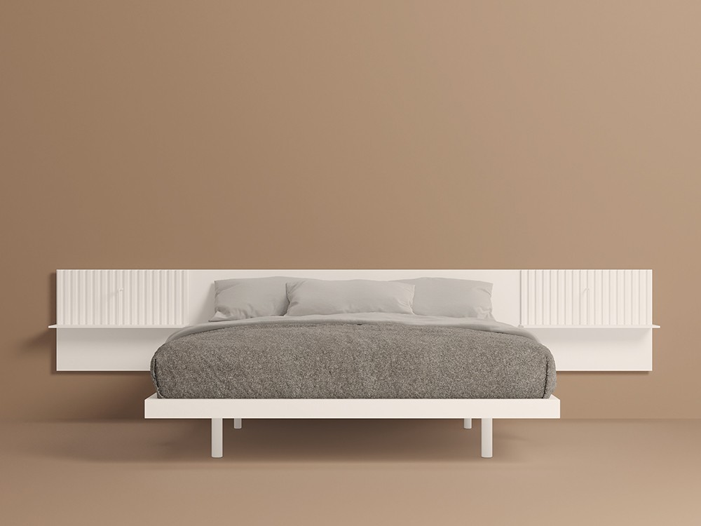 Cama con cabecero Art con mesitas incorporadas personalizable de Besform Night Collection