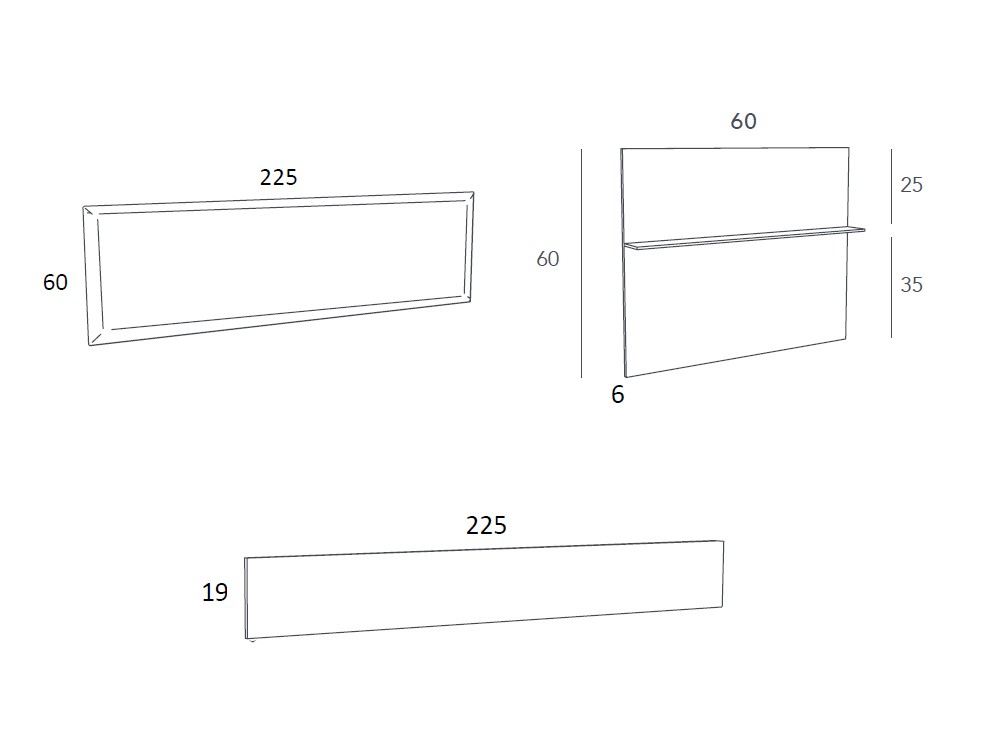 Medidas del cabecero corrido de acabados artesanales AD de Besform