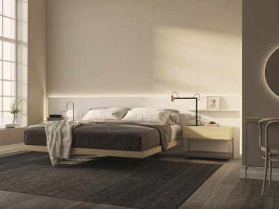 Dormitorio con cabecero corrido Art con luz led Night Collection de Besform