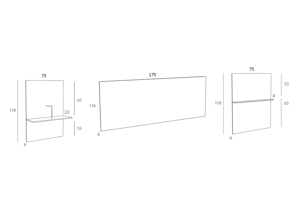 Medidas del cabecero corrido de acabados artesanales AD de Besform