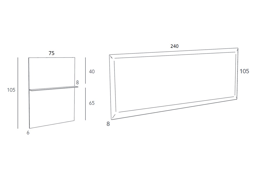 Medidas del cabecero corrido de acabados artesanales AD de Besform
