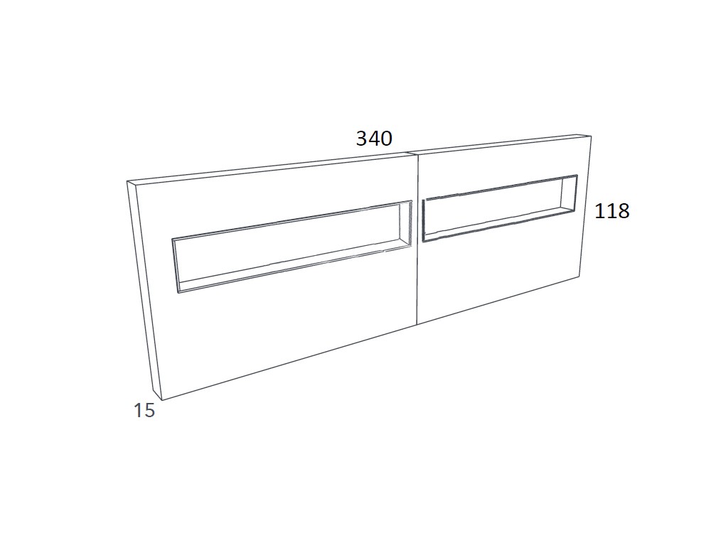 Medidas del cabecero corrido de acabados artesanales Box de Besform