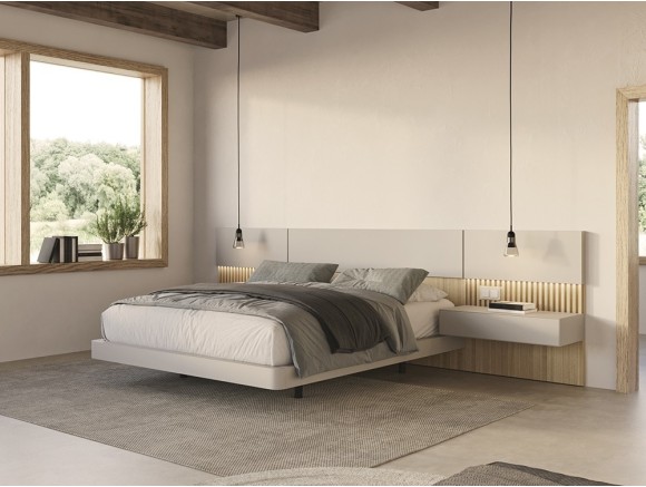 Dormitorio con cabecero corrido Doble Fondo con luz led Night Collection de Besform