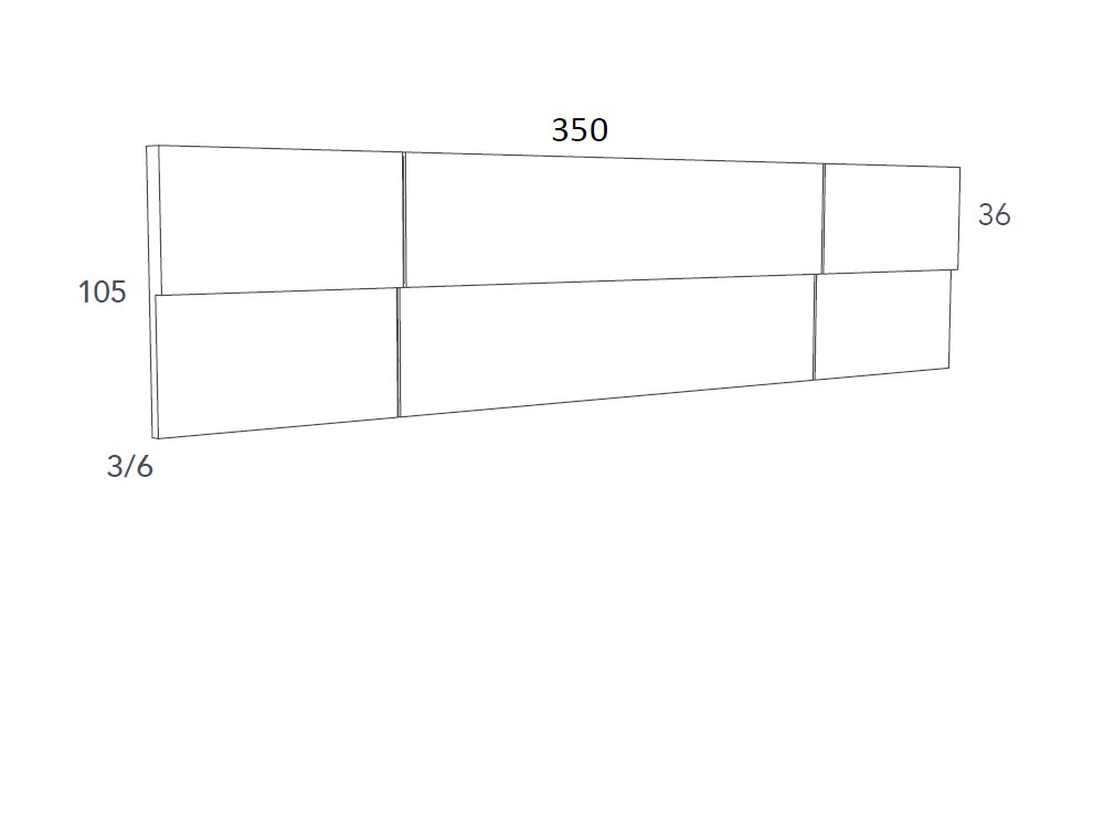Medidas del cabecero corrido de acabados artesanales Doble Fondo de Besform