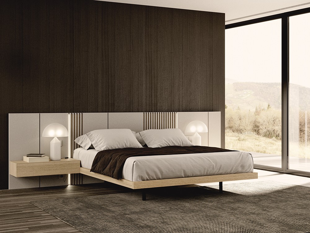 Dormitorio con cabecero corrido Seven con luz led Night Collection de Besform