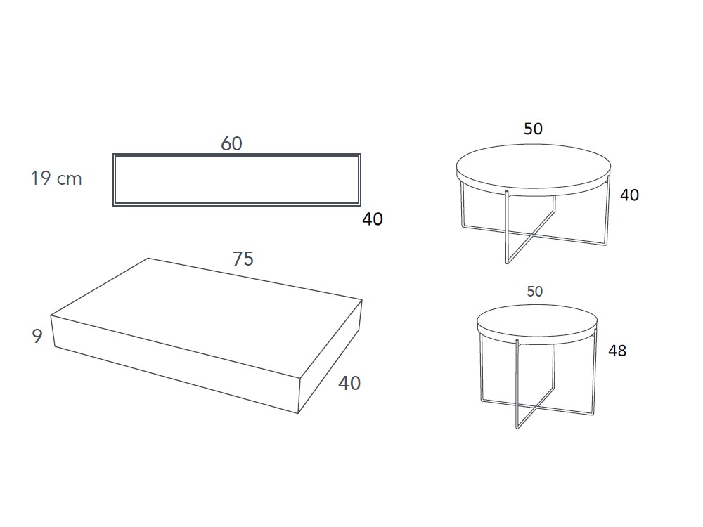 Medidas de las mesitas de noche Night Collection de Besform