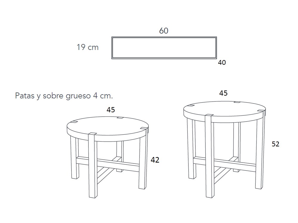 Medidas de las mesitas de noche Night Collection de Besform