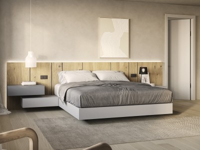 Dormitorio con cabecero corrido Seven con luz led Night Collection de Besform
