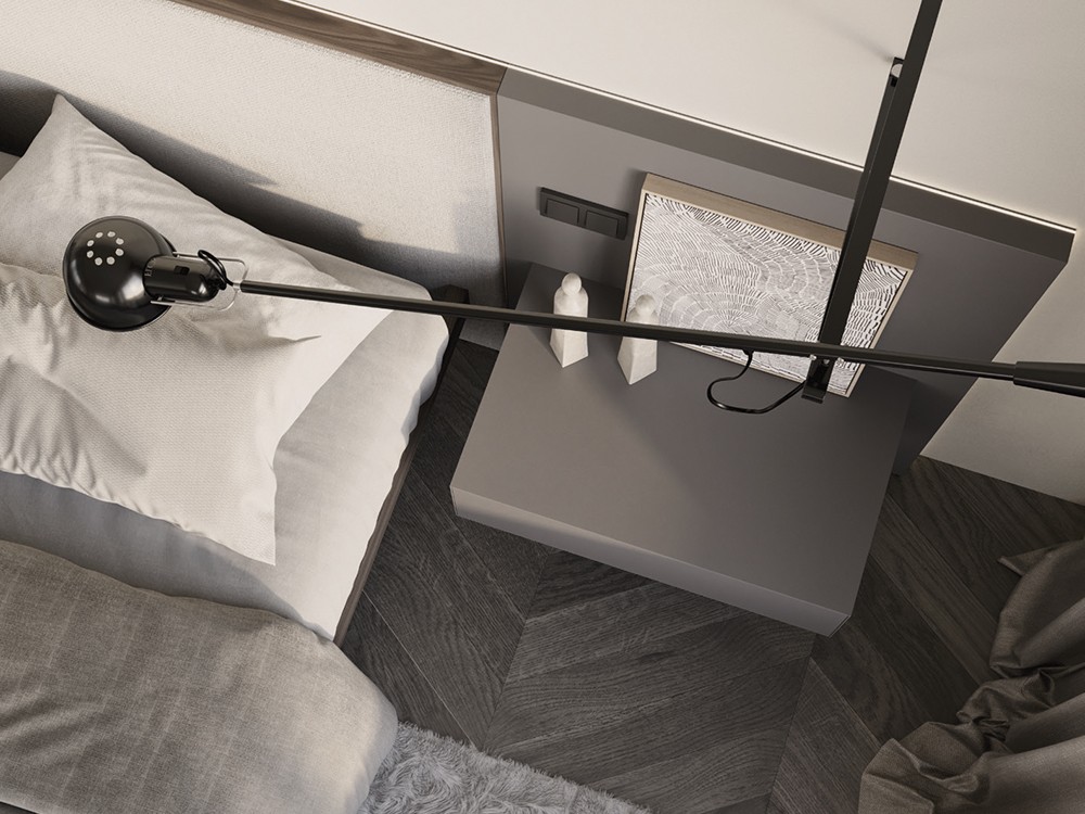 Detalle del cabecero y la mesita de noche Night Collection de Besform