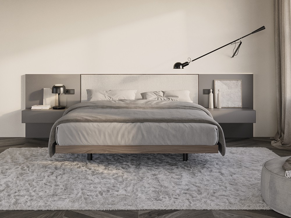 Dormitorio completo con cabecero, base y mesitas Night Collection de Besform