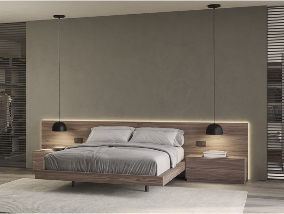 Dormitorio con cabecero corrido Plano con luz led Night Collection de Besform