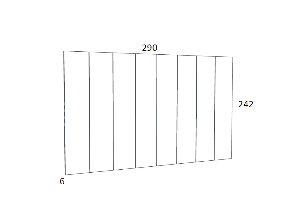 Medidas del cabecero corrido Panelado V. Wall de acabados artesanales Doble Fondo de Besform