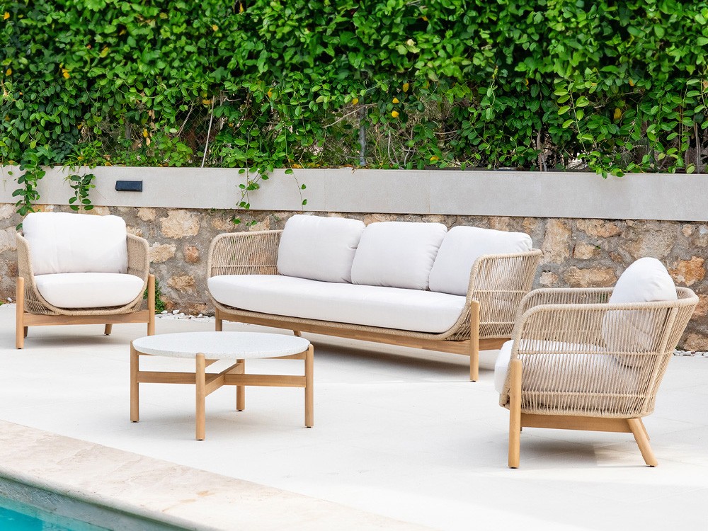 Sofá de dos o tres plazas para salón exterior Polinesia de Majestic Garden