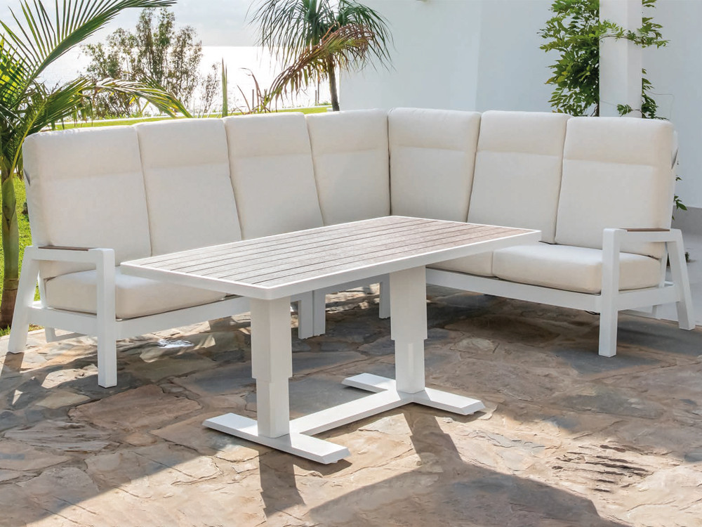 Set de salón exterior Milán Corner en blanco de Majestic Garden