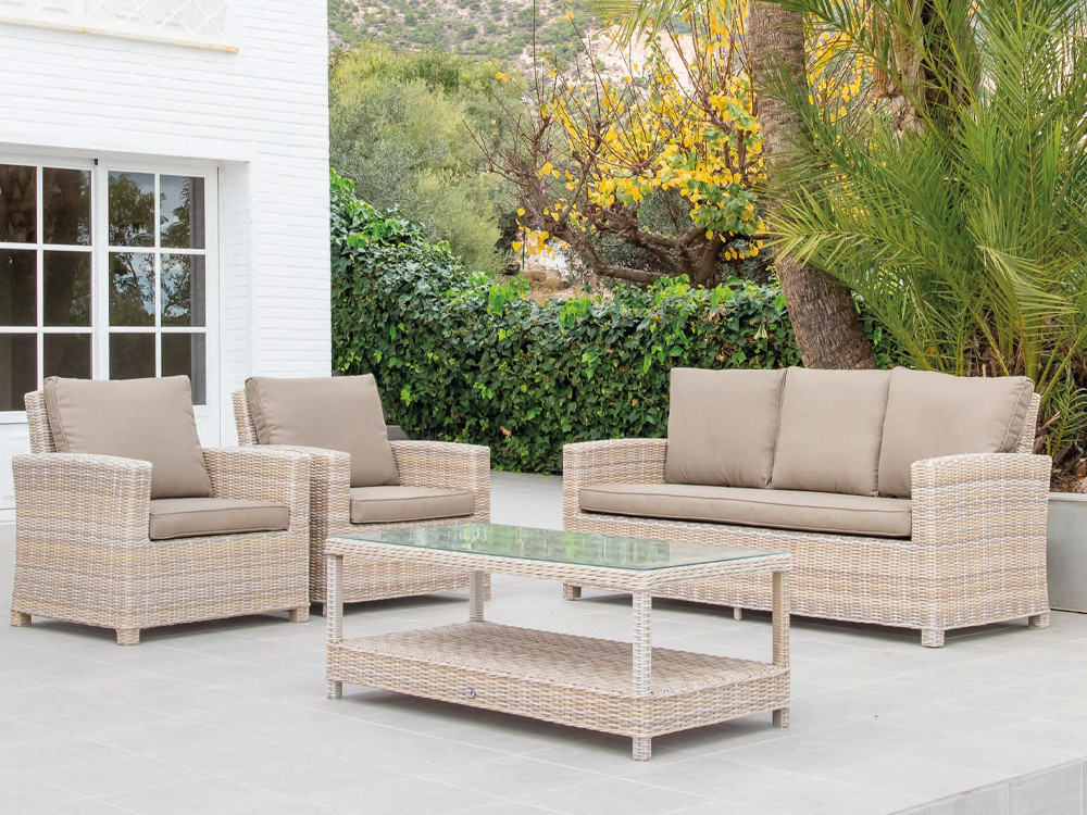 Set de sofá exterior de fibra sintética trenzada Nerja Majestic Garden