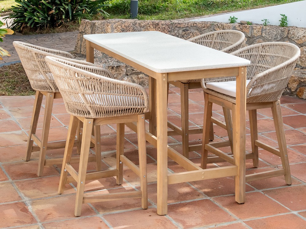 Mesa alta de madera y terrazzo Polinesia Majestic Garden - 2