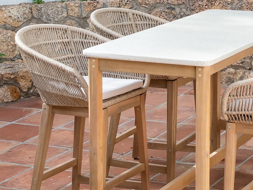 Mesa alta de madera y terrazzo Polinesia Majestic Garden - 1