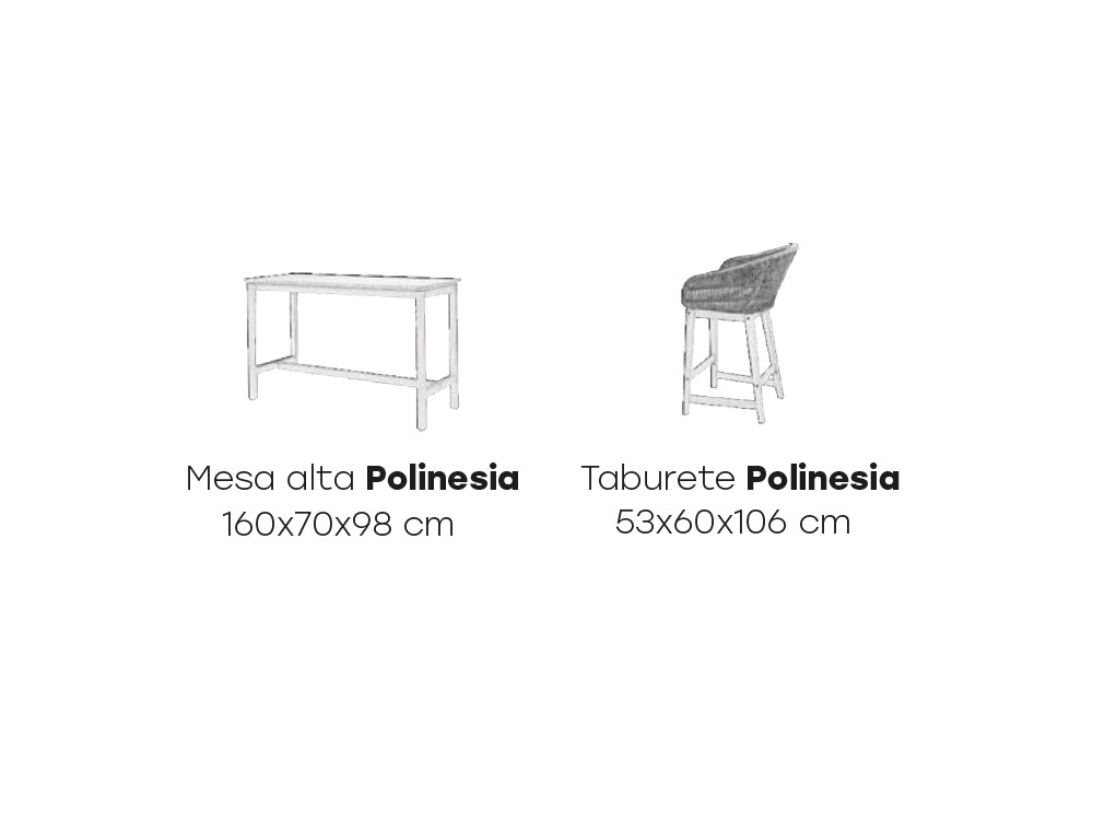Conjunto de bar con mesa alta Polinesia