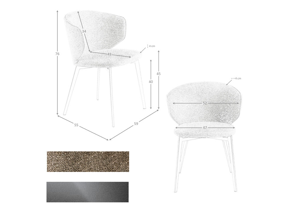 Medidas y acabados de la silla de comedor 4240de Ángel Cerdá