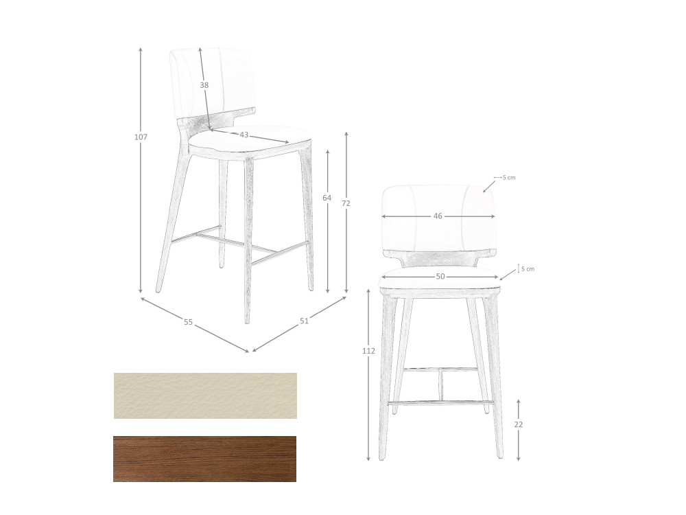 Medidas del taburete alto 4208 de Ángel Cerdá