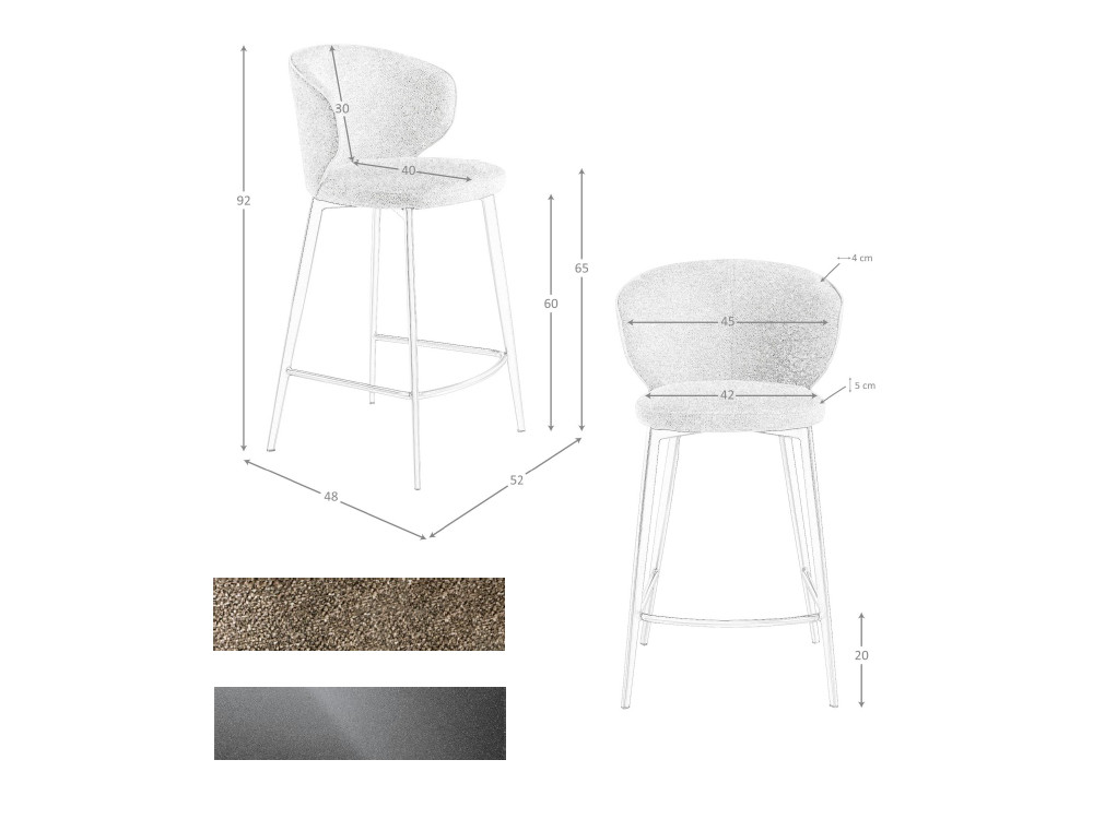 Medidas del taburete de cocina 4241 de Ángel Cerdá