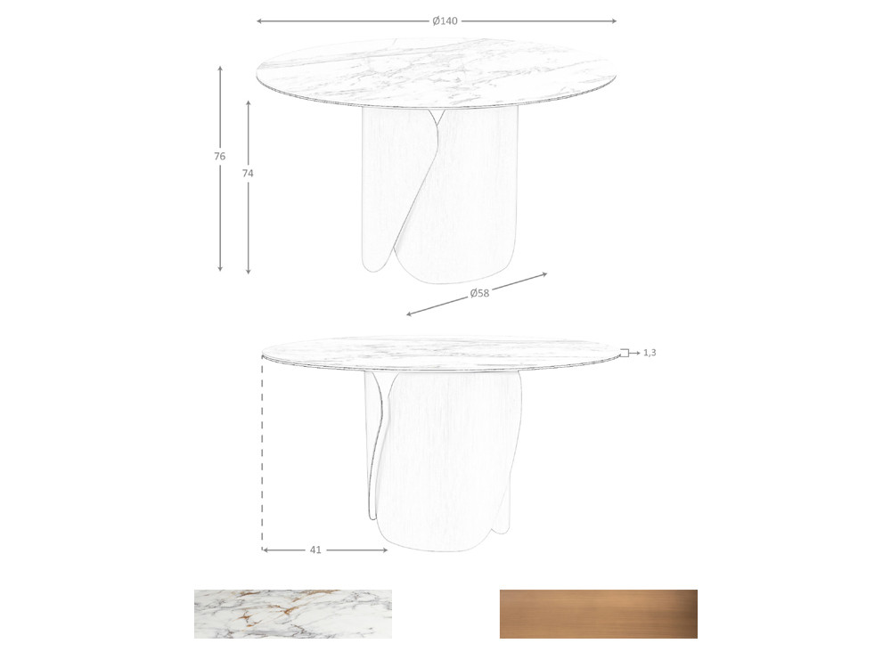 Medidas de la mesa de comedor 1182 de Ángel Cerdá