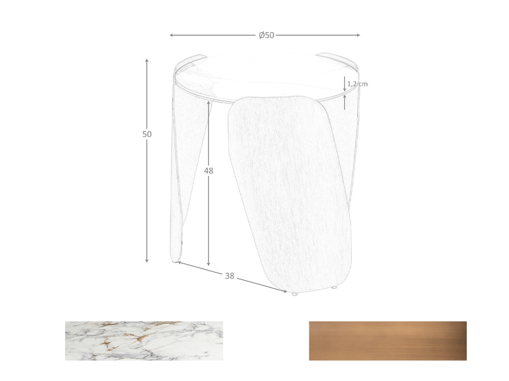 Medidas de la mesa auxiliar 2163 de Ángel Cerdá