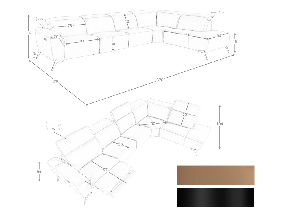 Medidas del sofá rincón relax 6280 de Ángel cerdá