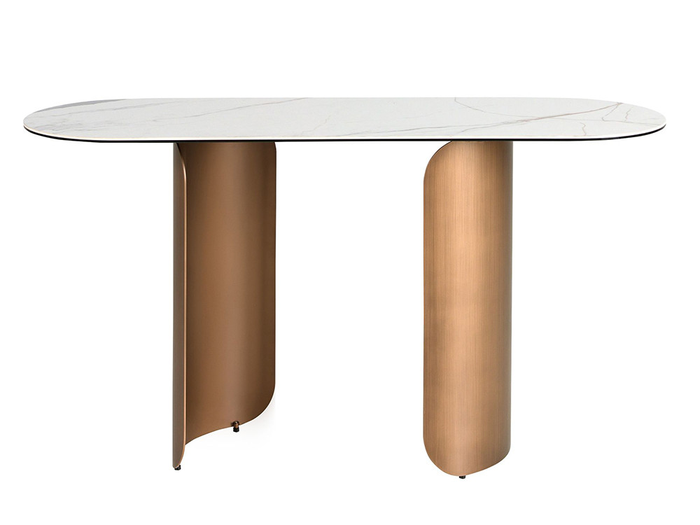 Sobre porcelánico blanco con vetas en acabado brillo de la consola 3286 Ángel Cerdá