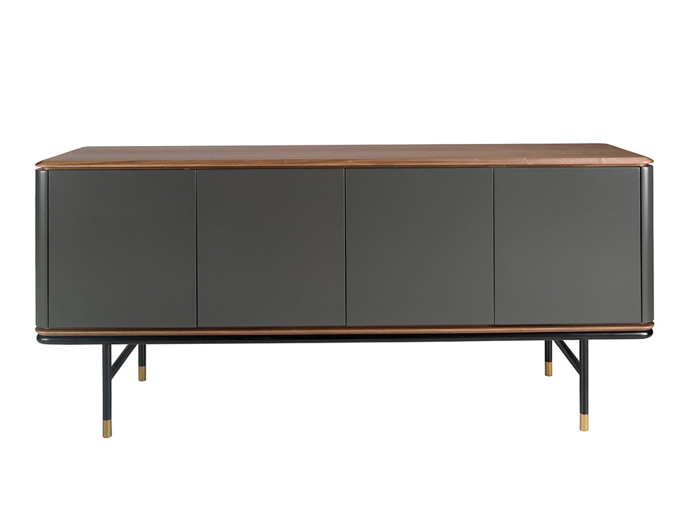 Estructura en chapa natural nogal y frentes en color gris oscuro, aparador 3264 de ángel Cerdá