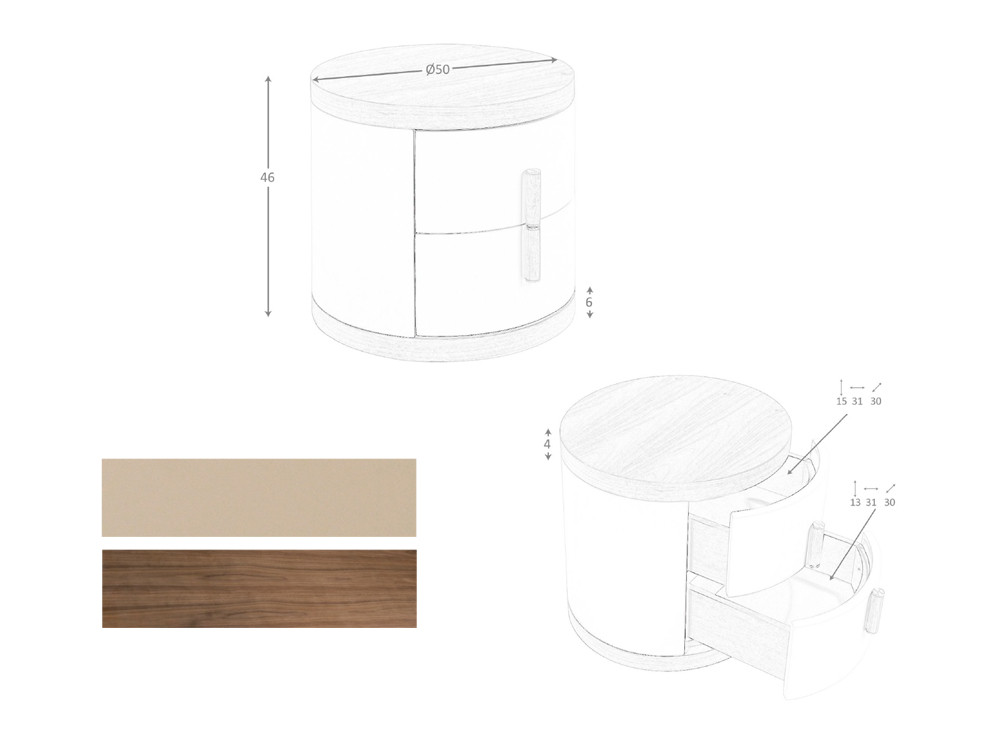 Medidas de la mesita de noche 7219 de Ángel Cerdá