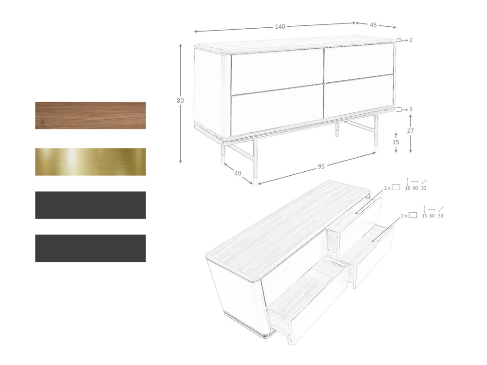 Medidas de la cómoda 7172 de Ángel Cerdá