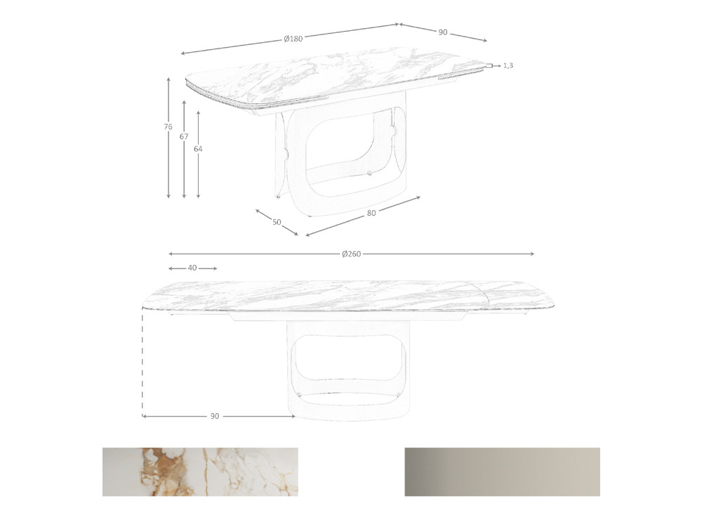Medidas de la mesa de comedor 1188 de Ángel Cerdá