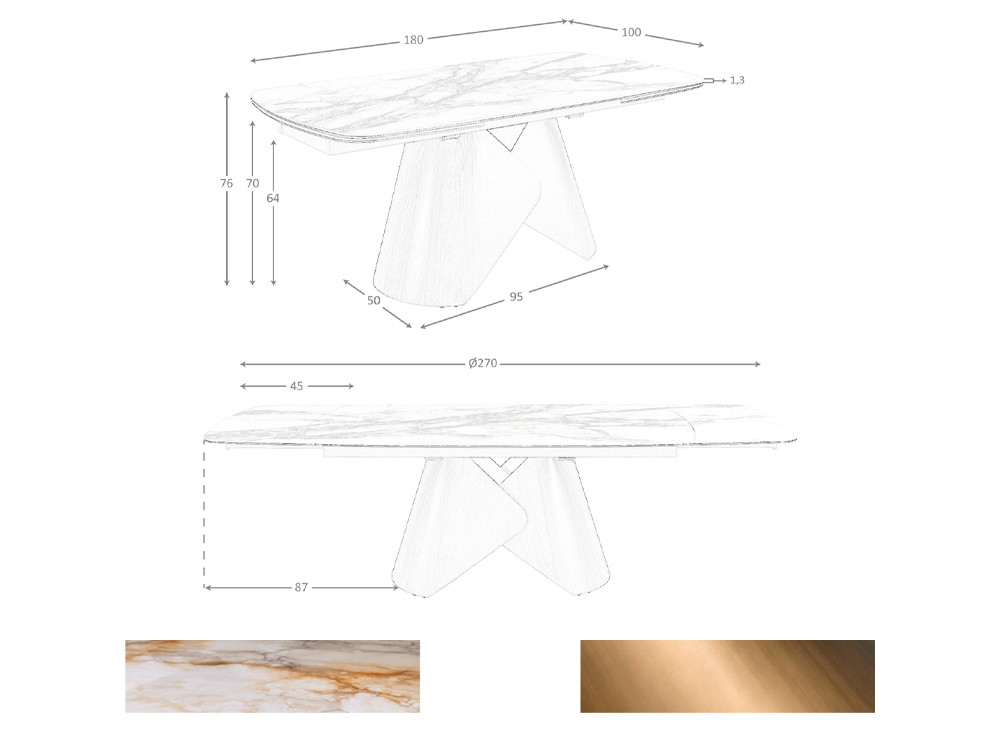 Medidas de la mesa de comedor 1176 de Ángel Cerdá