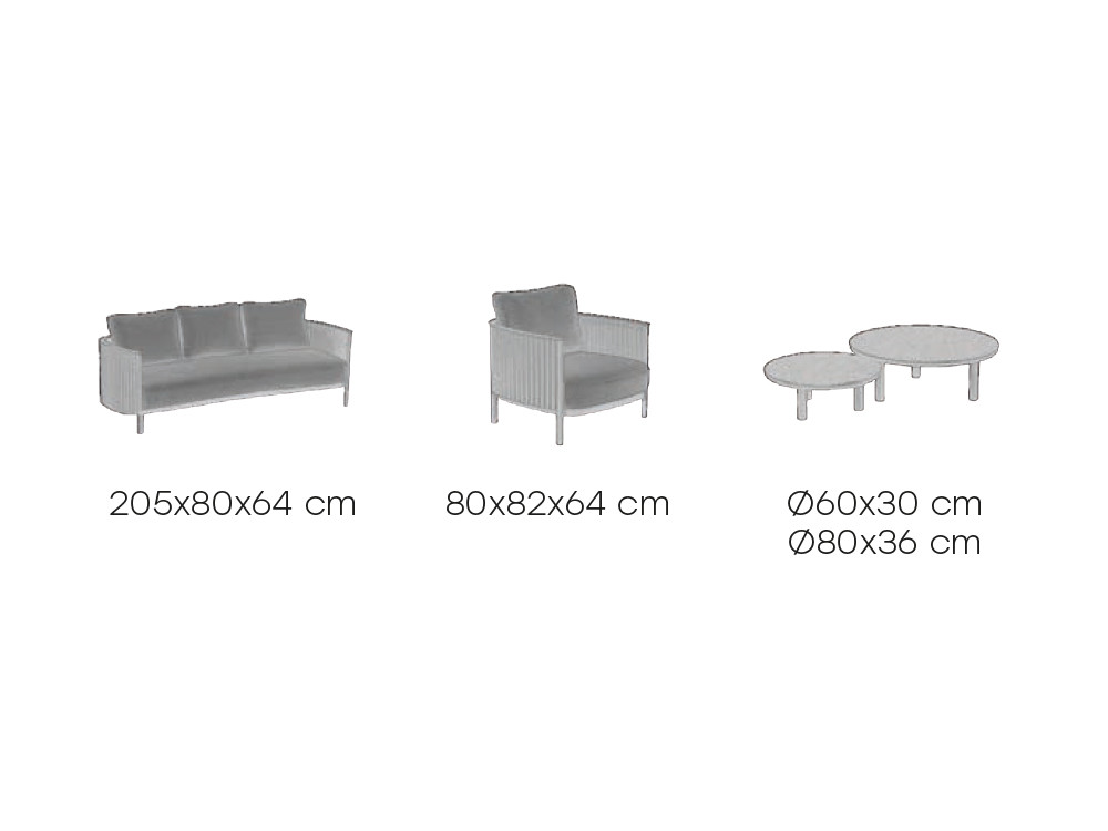 Medidas del conjunto de salón exterior Mónaco de Majestic Garden