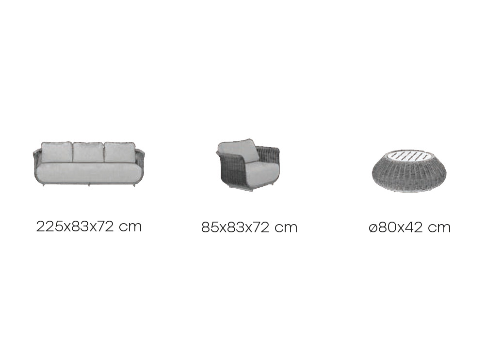 Medidas del conjunto de exterior Navia de Majestic Garden
