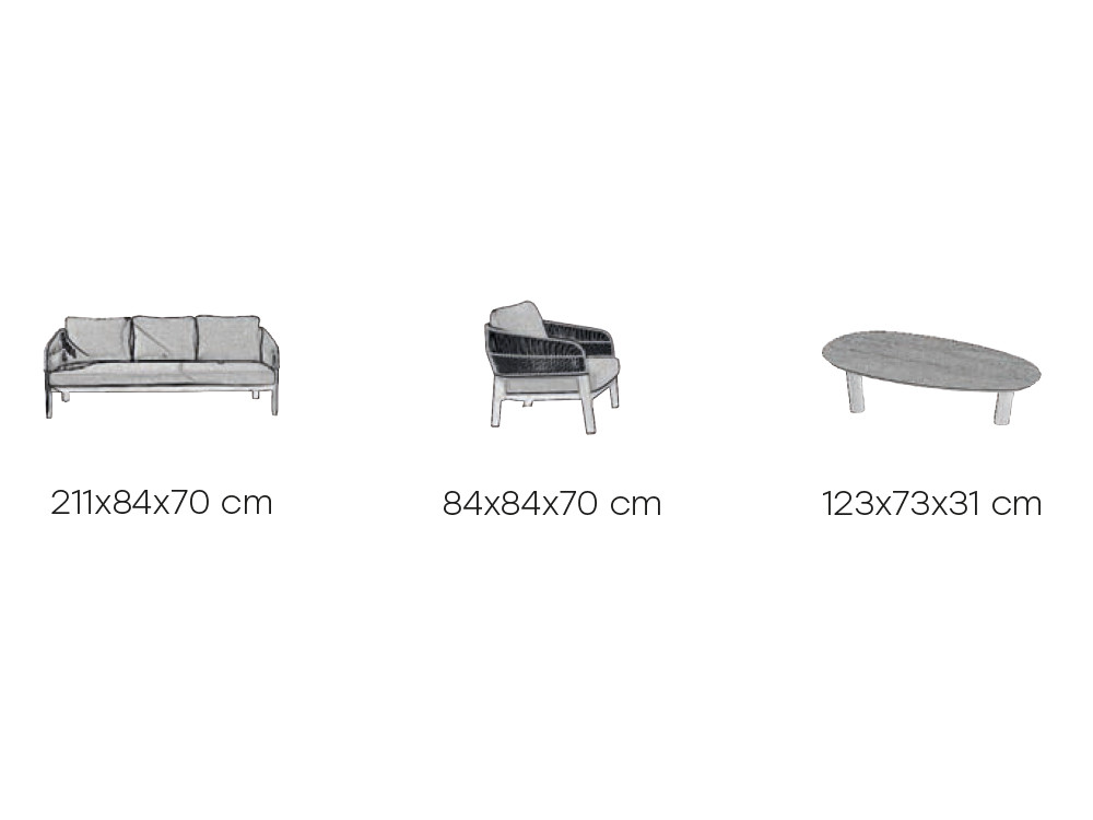 Medidas del conjunto de exterior Caracas de Majestic Garden