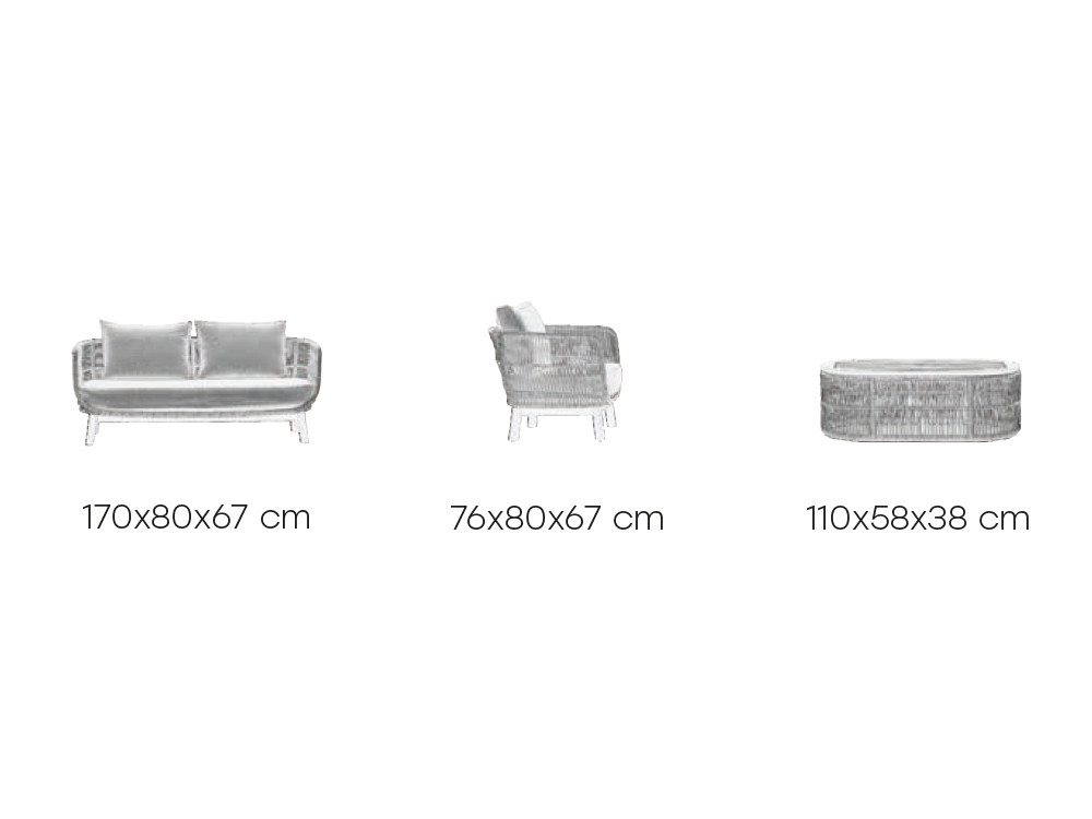 Medidas del conjunto de exterior Grida de Majestic Garden